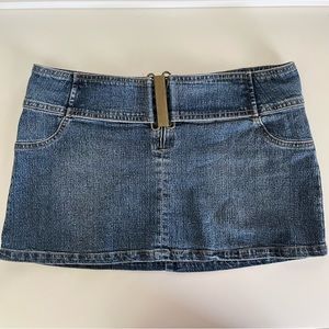 Vintage Buckle Denim Mini Skirt